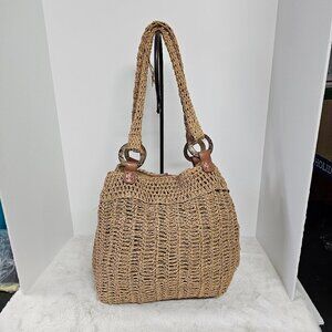 Sun & Sand Tan Slouchy Woven Beach Bag Boho Hippie